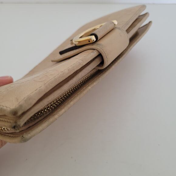 GUCCI D-Ring Abbey Clutch Wallet Large Monogram Bifold Beige Tan Vintage Designe - Picture 3 of 12